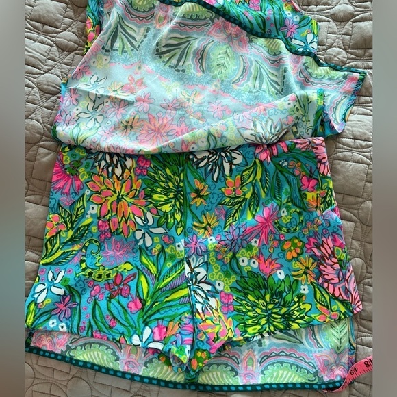 Lilly Pulitzer Adalina Romper Seabreeze Blue Walking On Sunshine NWT - Picture 14 of 16
